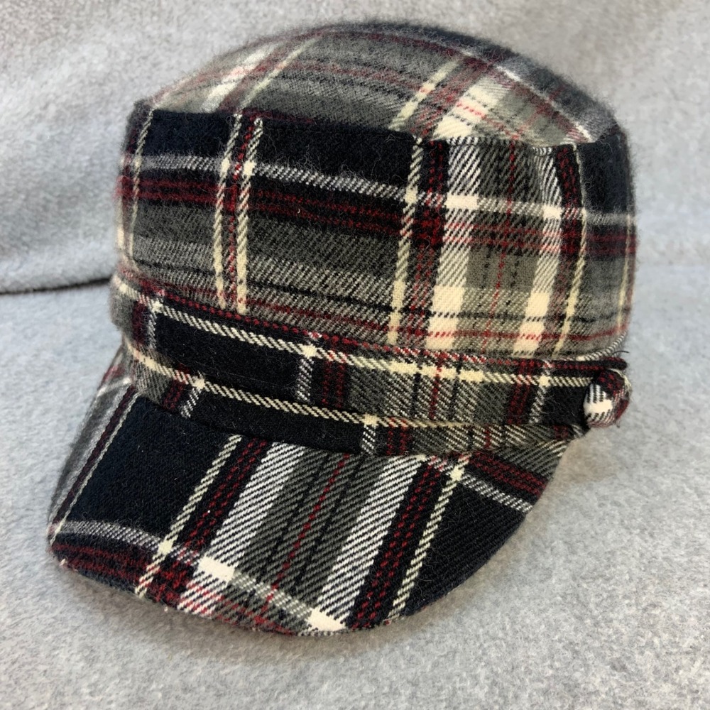 Plaid Print Womens Grey D&Y Cadet Hat Military Style Cap One Size